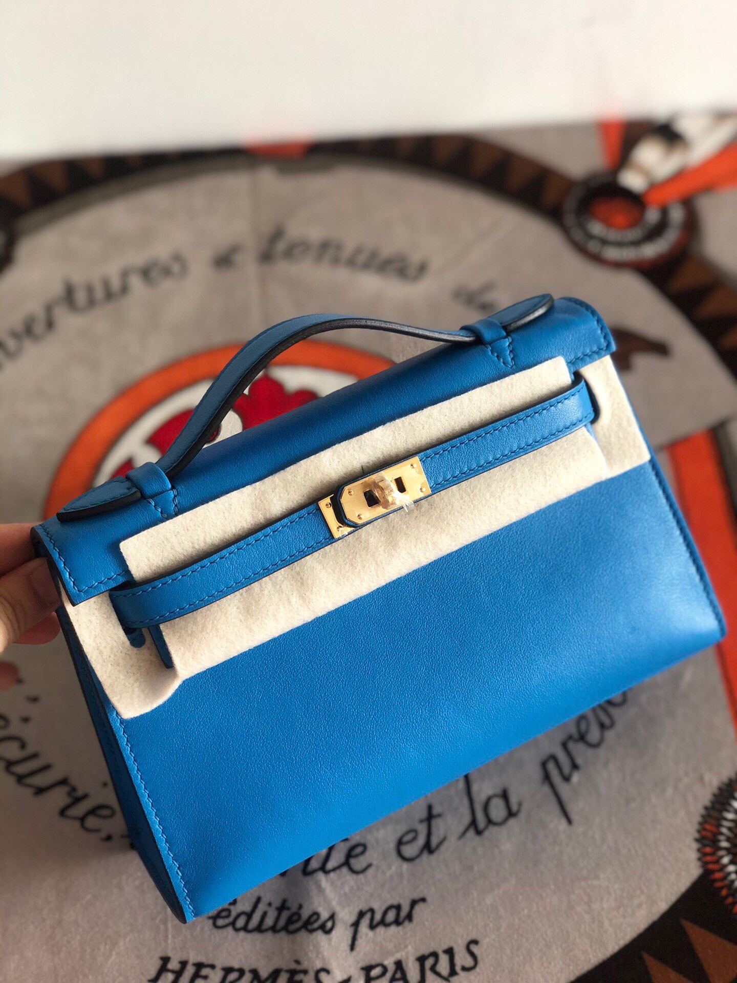 에르메스 미니 켈리백22 블루 금장 스위프트